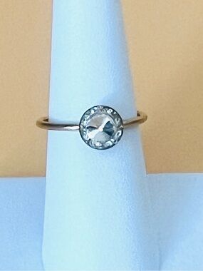 Adjustable Gold plated Ring with Clear Gemstone